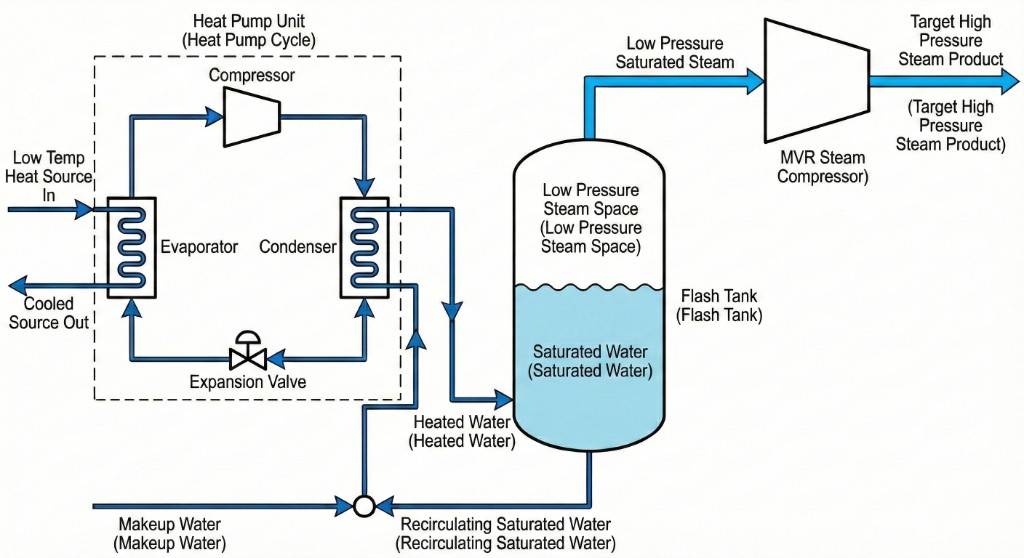 闪蒸罐 HP-MVR 示意图